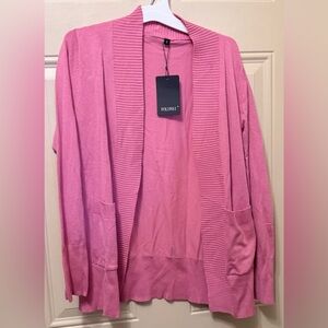Folunsi Pink Cardigan Open Front with Pockets Size Small